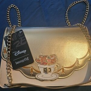 Loungefly Gold and Cream Crossbody Bag with Chain Strap
